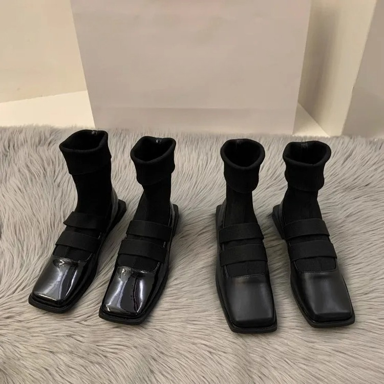 Women'S Ankle Accessories - النمط البريطاني مربع جوارب محبوكة الأحذية