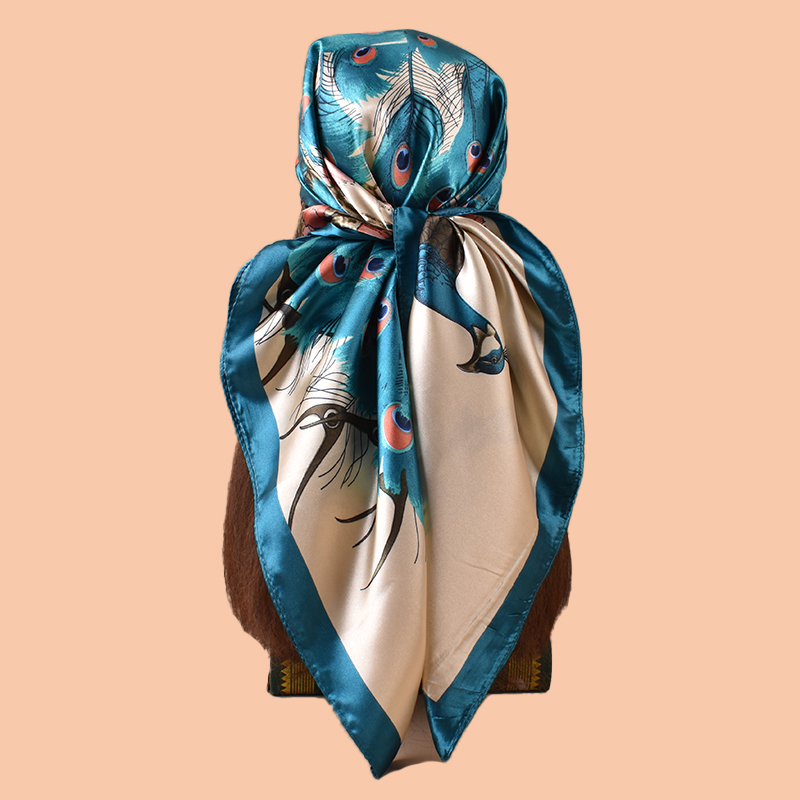 Silk Scarf Square - 1 قطعة وشاح مربع كبير للسيدات