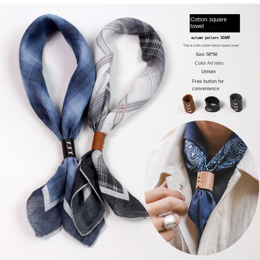 وشاح رجالي مربع بأزرار ، وشاح  - مراجعة Silk Scarf Square وسعره